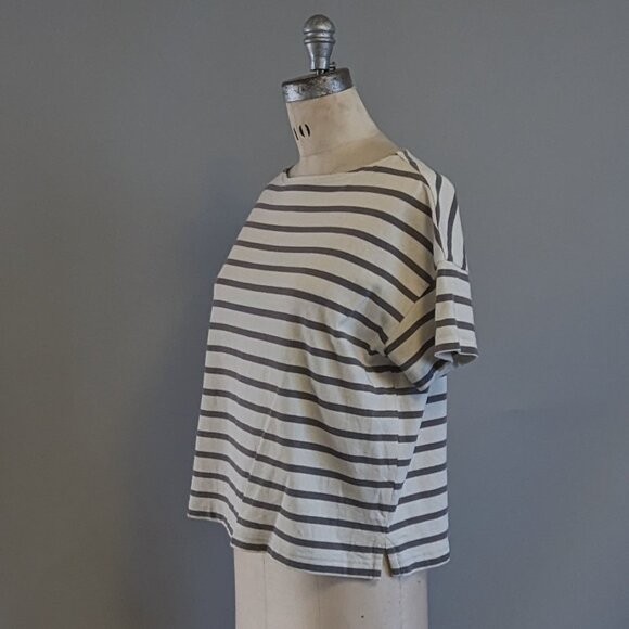 Muji Cotton Short Sleeve Striped Breton Boxy Fit Size XS/S - Picture 3 of 7